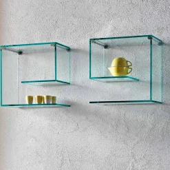 Viadurini Living Wandregale-Wandregale aus transparentem Glas Design Made in Italy 2 Stück - Rolle