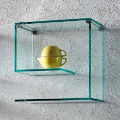 Viadurini Living Wandregale-Wandregale aus transparentem Glas Design Made in Italy 2 Stück - Rolle