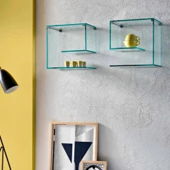 Viadurini Living Wandregale-Wandregale aus transparentem Glas Design Made in Italy 2 Stück - Rolle