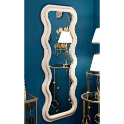 Viadurini Decor Wandspiegel-Wandspiegel aus MDF mit Samtbezug und Wellenlinien - Sheldon