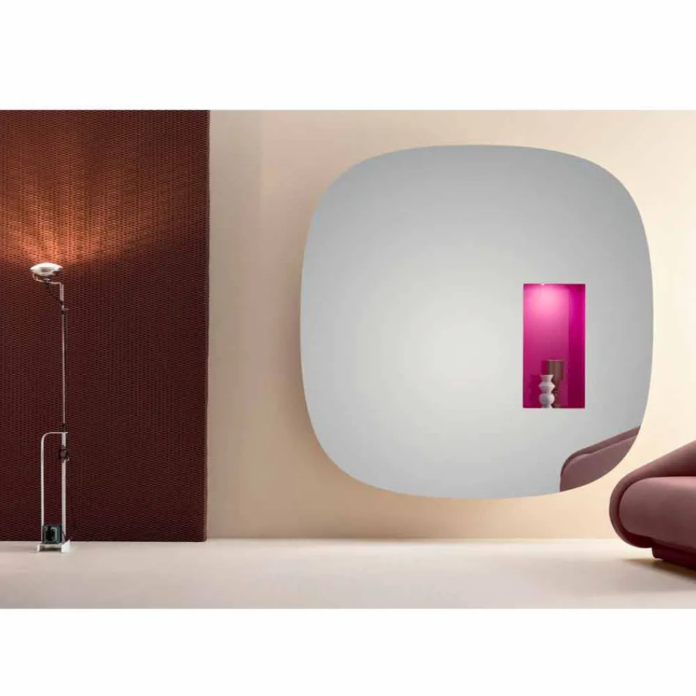 Viadurini Decor Wandspiegel-Wandspiegel mit LED-Licht und rosa Fach Luxus-Design Made in Italy - Matrix