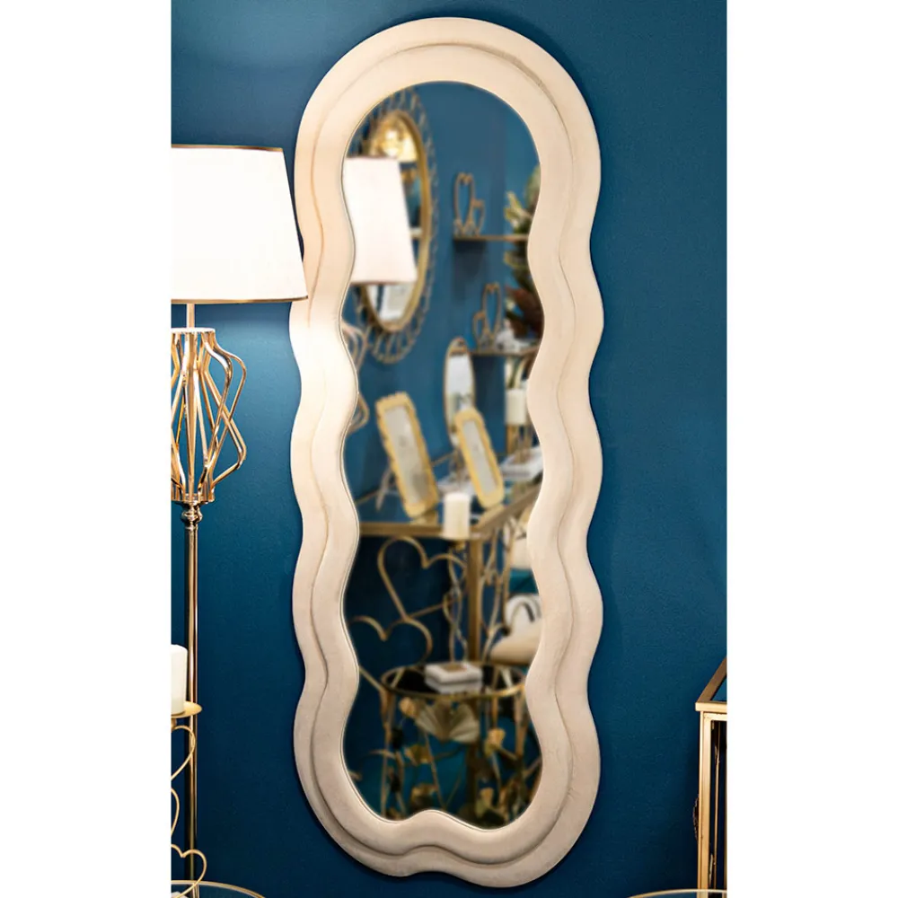 Viadurini Decor Wandspiegel-Wandspiegel mit MDF-Rahmen und Samtbezug - Weiß