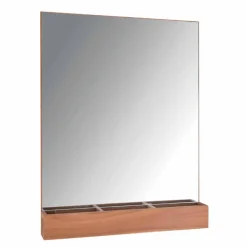 Viadurini Bathroom Wandspiegel|Badspiegel-Wandspiegel mit Struktur und Ablagefach aus Teakholz - Palima