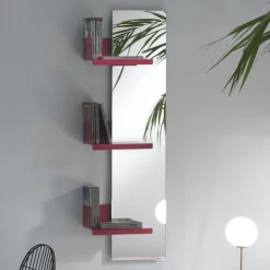 Viadurini Living Wandspiegel-Wandspiegel und 3 Luxus-Design-Regale aus farbigem Metall - Noelle