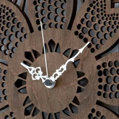 Viadurini Time Design Wanduhren-Wanduhr aus hellem oder dunklem Holz mit modernem Blumenmuster - Aquilegia