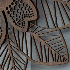 Viadurini Time Design Wanduhren-Wanduhr aus hellem oder dunklem Holz mit modernem Blumenmuster - Aquilegia