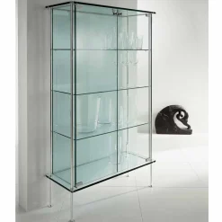 Viadurini Living Anrichte-Wandvitrine aus transparentem Glas und Metall mit 2 Designtüren - Lorella