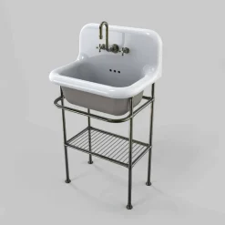 Viadurini Bathroom Vintage Waschbecken|Farbige Waschbecken-Wandwaschbecken aus Keramik mit Struktur und Vintage-Grill Tom