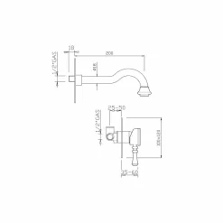Viadurini Taps Waschbeckenarmaturen-Wand-Waschtischmischer aus Messing Hergestellt in Italien - Neno