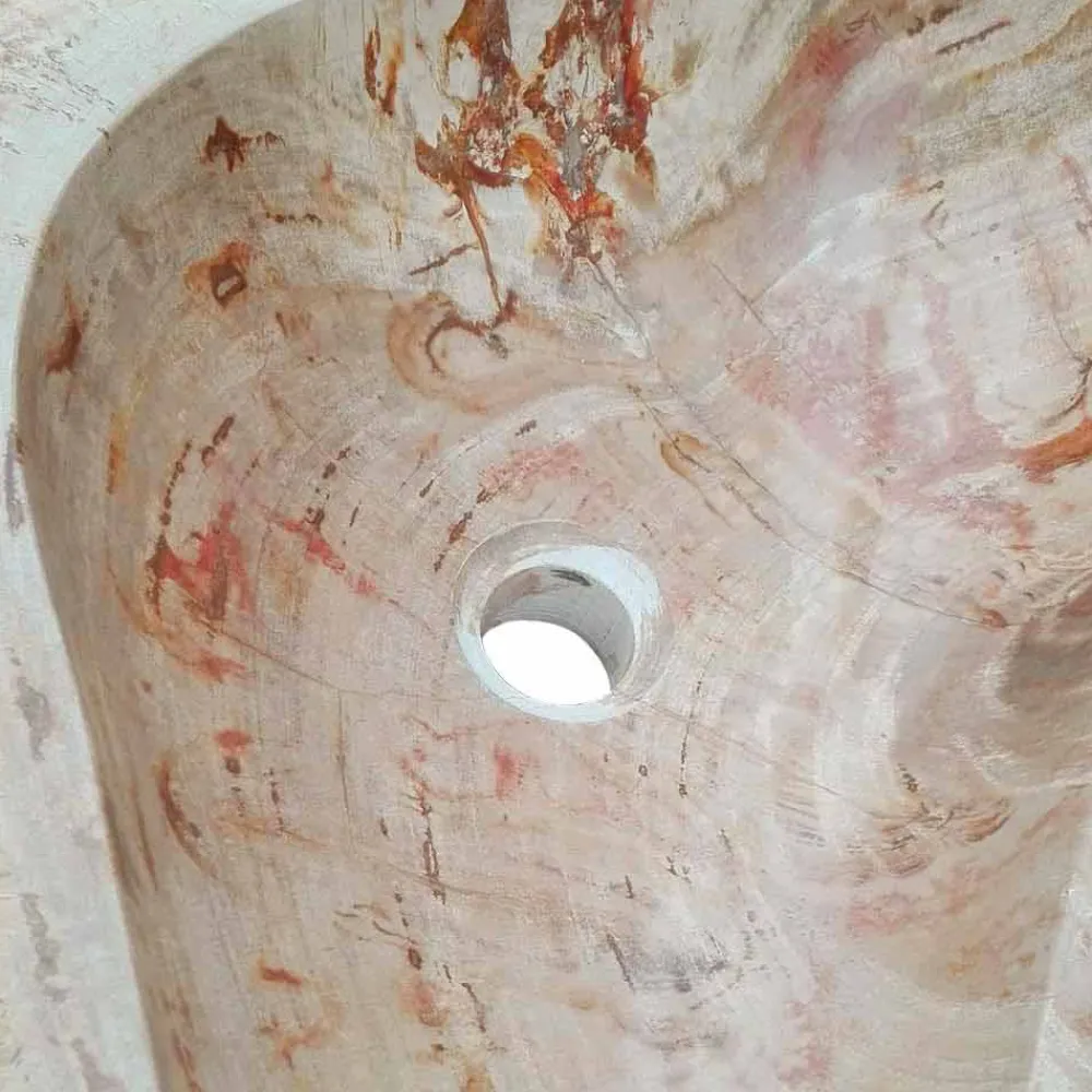 Viadurini Bathroom Steinwaschbecken-Waschbecken Aufsatzwaschbecken aus versteinerten Holz Unikat Goa Design