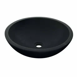 Viadurini Bathroom Steinwaschbecken-Waschbecken Aufsatzwaschbecken rund aus schwarze Basaltstein Moyo Design
