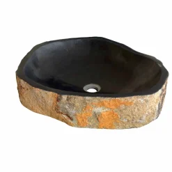 Viadurini Bathroom Steinwaschbecken-Waschbecken Aufsatzwaschbecken Unikat aus Basalt Hassan  Design
