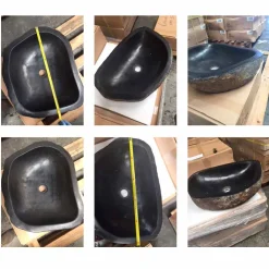 Viadurini Bathroom Steinwaschbecken-Waschbecken Aufsatzwaschbecken Unikat aus Basalt Hassan  Design