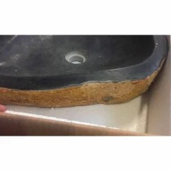 Viadurini Bathroom Steinwaschbecken-Waschbecken Aufsatzwaschbecken Unikat aus Basalt Hassan  Design
