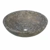 Viadurini Bathroom Steinwaschbecken-Waschbecken Aufsatzwaschbecken rund anthrazitfarben aus Naturstein Moyo Design