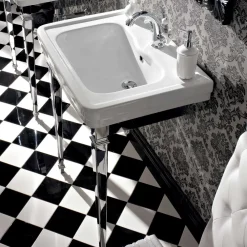 Viadurini Bathroom Vintage Waschbecken|Keramikwaschbecken-Waschbecken Konsole 65 cm in Keramik mit Metallfüßen, Vintage Style - Marwa