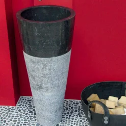 Viadurini Bathroom Steinwaschbecken-Waschbecken Standwaschbecken kegelförmig aus Naturstein Raja Design