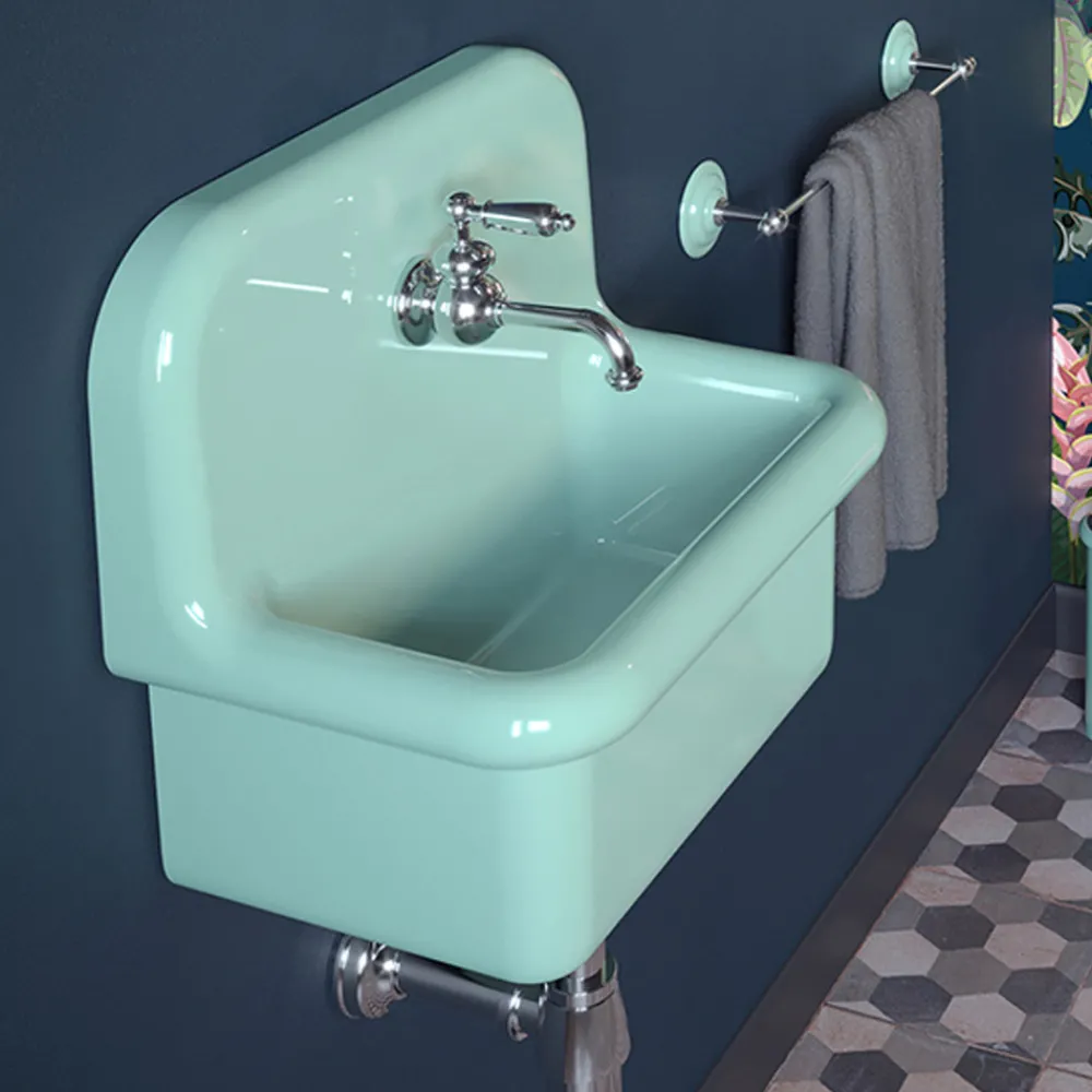 Viadurini Bathroom Vintage Waschbecken|Farbige Waschbecken-Waschbecken zur Einrichtung des Badezimmers aus wassergrüner einfarbiger Keramik – Jasmin