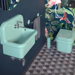 Viadurini Bathroom Vintage Waschbecken|Farbige Waschbecken-Waschbecken zur Einrichtung des Badezimmers aus wassergrüner einfarbiger Keramik – Jasmin