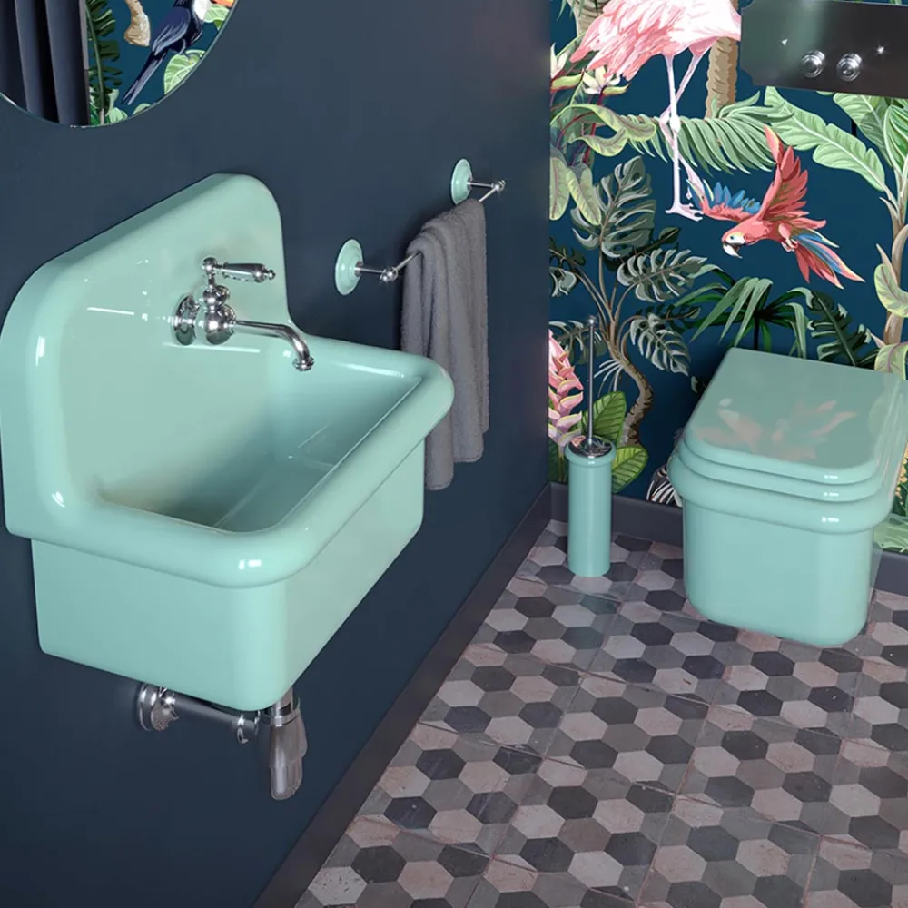 Viadurini Bathroom Vintage Waschbecken|Farbige Waschbecken-Waschbecken zur Einrichtung des Badezimmers aus wassergrüner einfarbiger Keramik – Jasmin