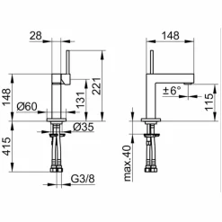 Viadurini Taps Waschbeckenarmaturen-Waschbeckenmischer in Messing-Chrom-Finish, hohe Qualität - Girino