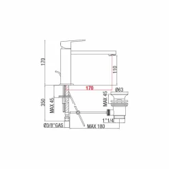 Viadurini Taps Waschbeckenarmaturen-Waschbeckenmischer mit Auslauf 170 mm Achsabstand Made in Italy - Medida