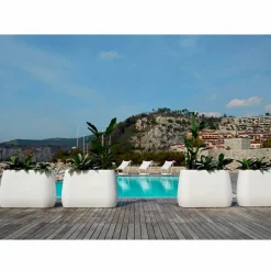 Myyour Gartenideen-Weiße Design Vase im Innen- oder Außenbereich in drei Größen, 2 Stück - Pandora von