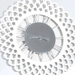 Viadurini Time Design Wanduhren-Weiße Holzwanduhr Großes und modernes Blumenmuster - Gerbera
