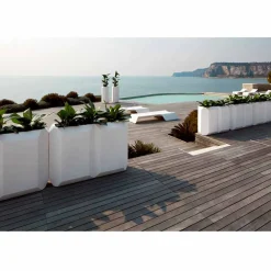 Myyour Gartenideen-Weiße Plastikvase im Innen- oder Außenbereich in 3 Größen, 2 Stück - Gem von