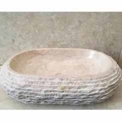 Viadurini Bathroom Steinwaschbecken-Weiße Spüle aus Naturstein Cora, zeitgenössisches Design