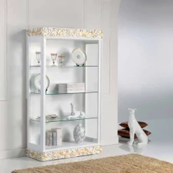 Viadurini Living Anrichte-Weiße Vitrine Highboard mit 3 Glasflächen Kush