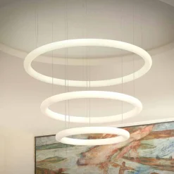 SLIDE Moderne Kronleuchter-Weißer LED Design Kronleuchter mit Metallrosette Made in Italy - Giotto