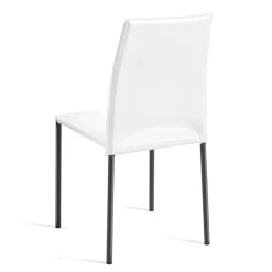 Viadurini Living Design Stühle-Weißer Lederstuhl und schwarze Stahlbeine, hergestellt in Italien – Clouds