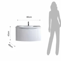 Viadurini Bathroom Badmöbel Hängend-Weißer moderner hängender Badezimmerschrank mit Waschbecken, Regal, LED-Spiegel - Michele