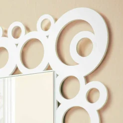 Viadurini Decor Wandspiegel-Weißer quadratischer Wandspiegel des modernen Designs mit Holzdekorationen - Blase