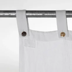 Viadurini Textile Leinenvorhänge-Weißer schwerer Leinenvorhang mit italienischen Luxusknöpfen - Gorgia