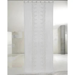 Viadurini Textile Leinenvorhänge-Weißer und heller Leinenvorhang mit zentraler Spitze, elegantes Design - Geogeo