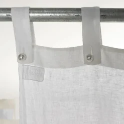 Viadurini Textile Leinenvorhänge-Weißer und heller Leinenvorhang mit zentraler Spitze, elegantes Design - Geogeo