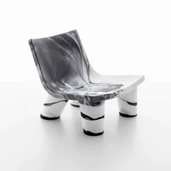 SLIDE Sessel Kunststoff|Moderne Sessel-Weißer und schwarzer Outdoor-Lounge-Sessel Low Lita Anniversary