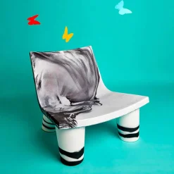 SLIDE Sessel Kunststoff|Moderne Sessel-Weißer und schwarzer Outdoor-Lounge-Sessel Low Lita Anniversary