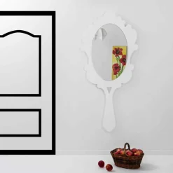 Viadurini Living Wandspiegel-Weißer Wandspiegel mit verziertem Rahmen Schnee made in Italy
