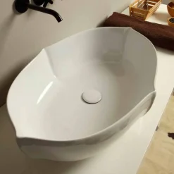 Viadurini Bathroom Keramikwaschbecken-Weißes Aufstatzwaschbecken aus Keramik made in Italy Design Oscar