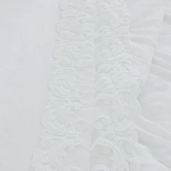 Viadurini Textile Bettlaken-Weißes Leinenflachbetttuch mit Spitze für Doppelbett von hoher Qualität - Fiumana
