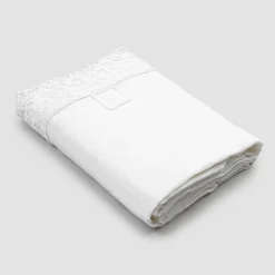 Viadurini Textile Bettlaken-Weißes Leinenflachbetttuch mit Spitze für Doppelbett von hoher Qualität - Fiumana