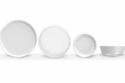 Viadurini Kitchen Teller Set-Weißes modernes Design Porzellan Dinner Set 24 Stück - Arktis