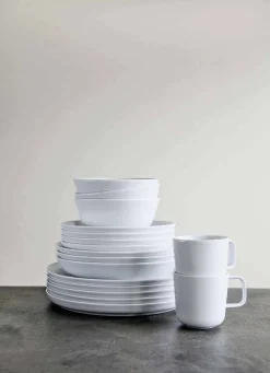 Viadurini Kitchen Teller Set-Weißes modernes Design Porzellan Dinner Set 24 Stück - Arktis
