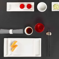 Viadurini Kitchen Teller Set-Weißes Porzellan Moderne Teller Set 25 Stück - Basal