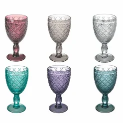 Viadurini Kitchen Weinkelch-Wein- oder Wasserbecher aus farbigem oder transparentem Glas mit Dekorationen, 12 Stück - Rocca