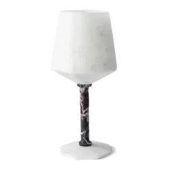 Viadurini Decor Weinkelch-Weinglas aus mattweißem Carrara-Marmor und rotem Levanto - Caglio