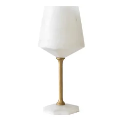 Viadurini Decor Weinkelch-Weinglas in satinweißem Carrara-Marmor und Messing-Design - Caglio